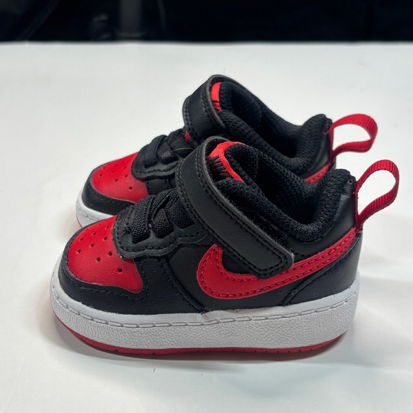 Nike Court Borough Low 2 Red Black Toddler Infant Sneakers Shoes Size 2C - Picture 2 of 16
